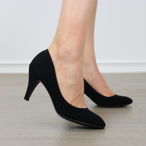 Closed Toe Low Mid Heel Dress Velvet Pump - Picture 2 of 6